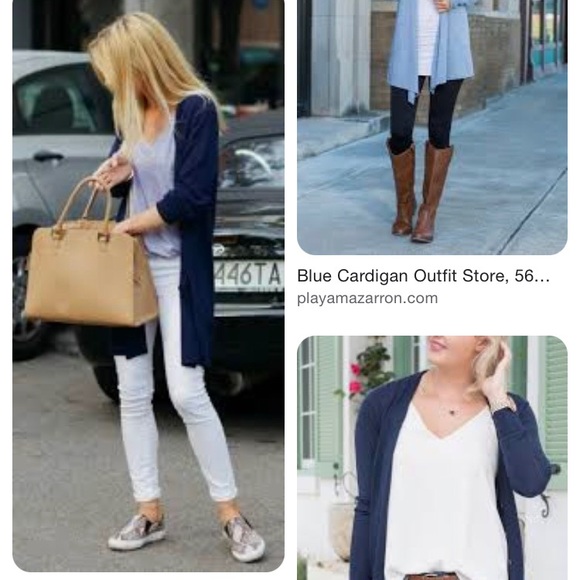 MERCER & MADISON LAMBSWOOL BLUE LONGLINE BUTTON DOWN CARDIGAN SWEATER - Picture 12 of 16